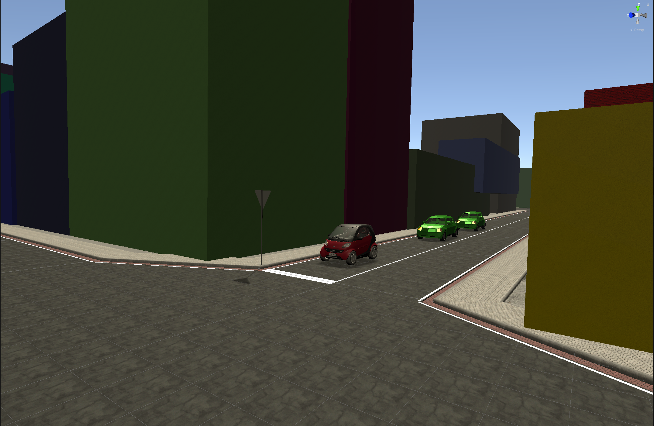 Spieler Fahrzeug an einer Kreuzung (DemoMap)